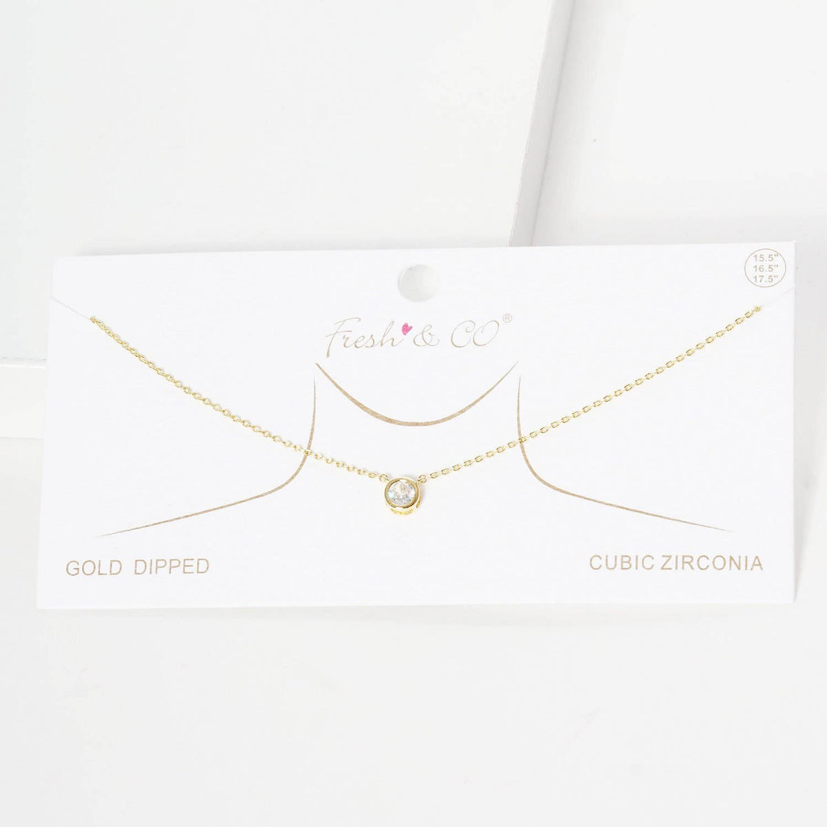 Gold Plated Round Brilliant Cut Necklace