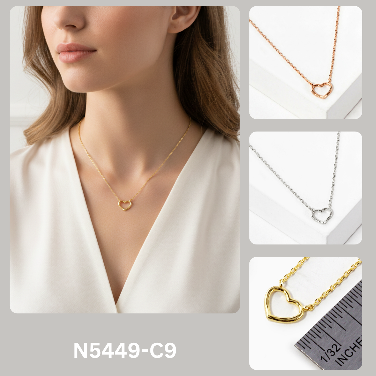 Minimalist Open Heart Pendant Necklace