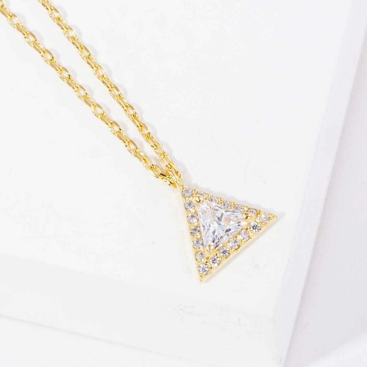 Minimalist CZ Trillion Triangle Pendant Necklace