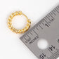 Gold Plated Polished Textured Hoop Earrings
