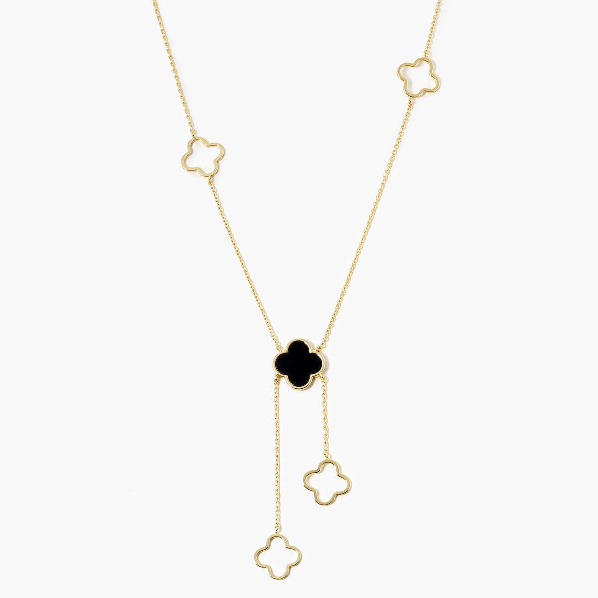 Minimalist Clover Y-Necklace with Dangle Charms