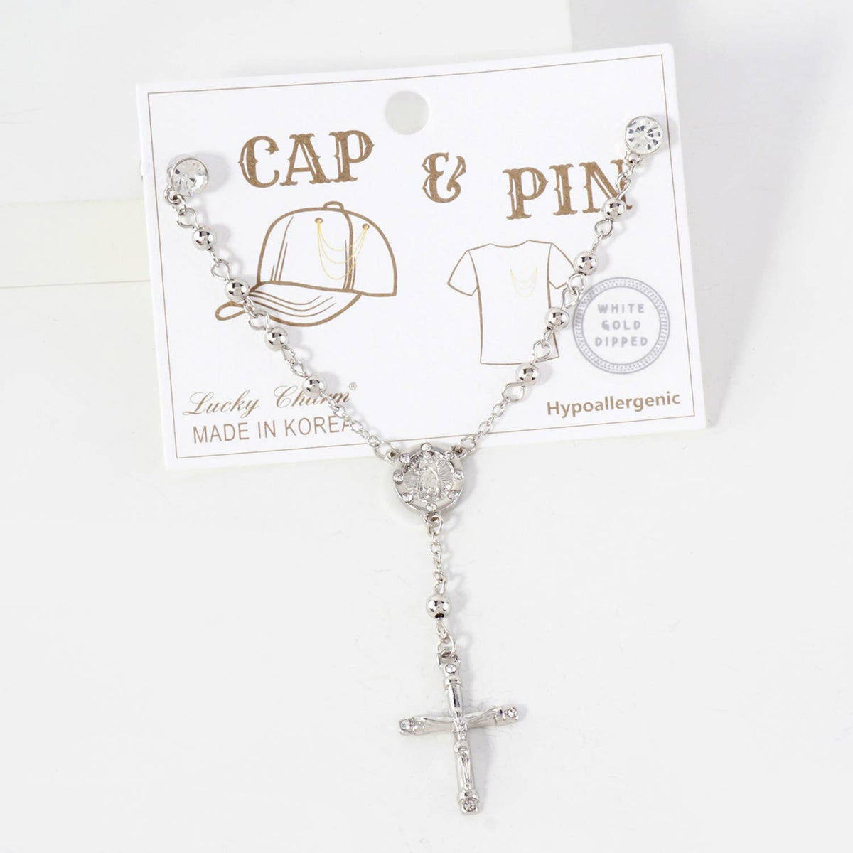 Cap & Clothing Pin Chain with Rosary Cross