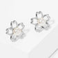 Gold Freshwater Pearl Floral Stud Earrings