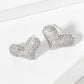 Micro-Pave-Set CZ Puffy Heart Stud Earrings