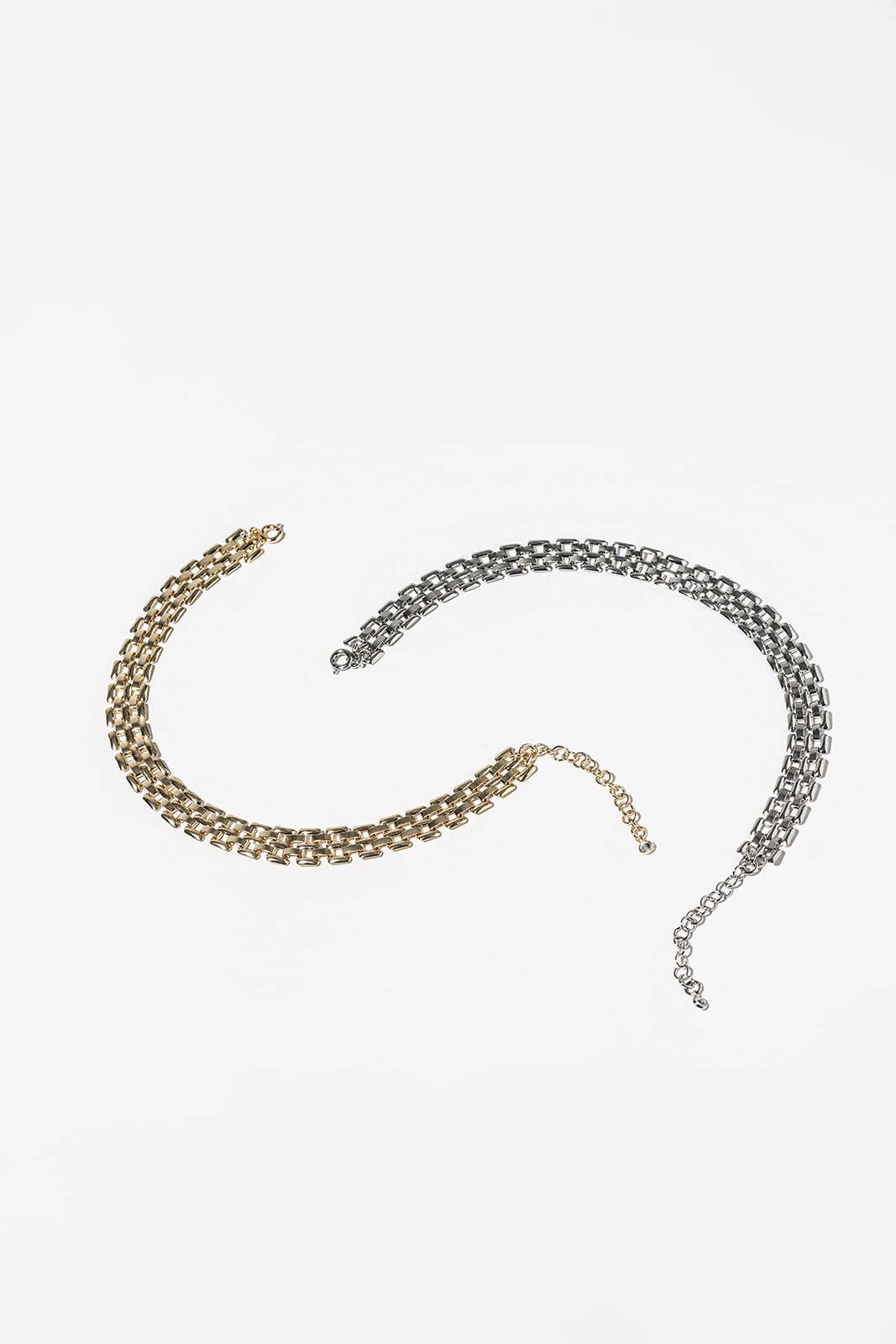 18K Gold Dipped Triple Layer Brick Link Anklet