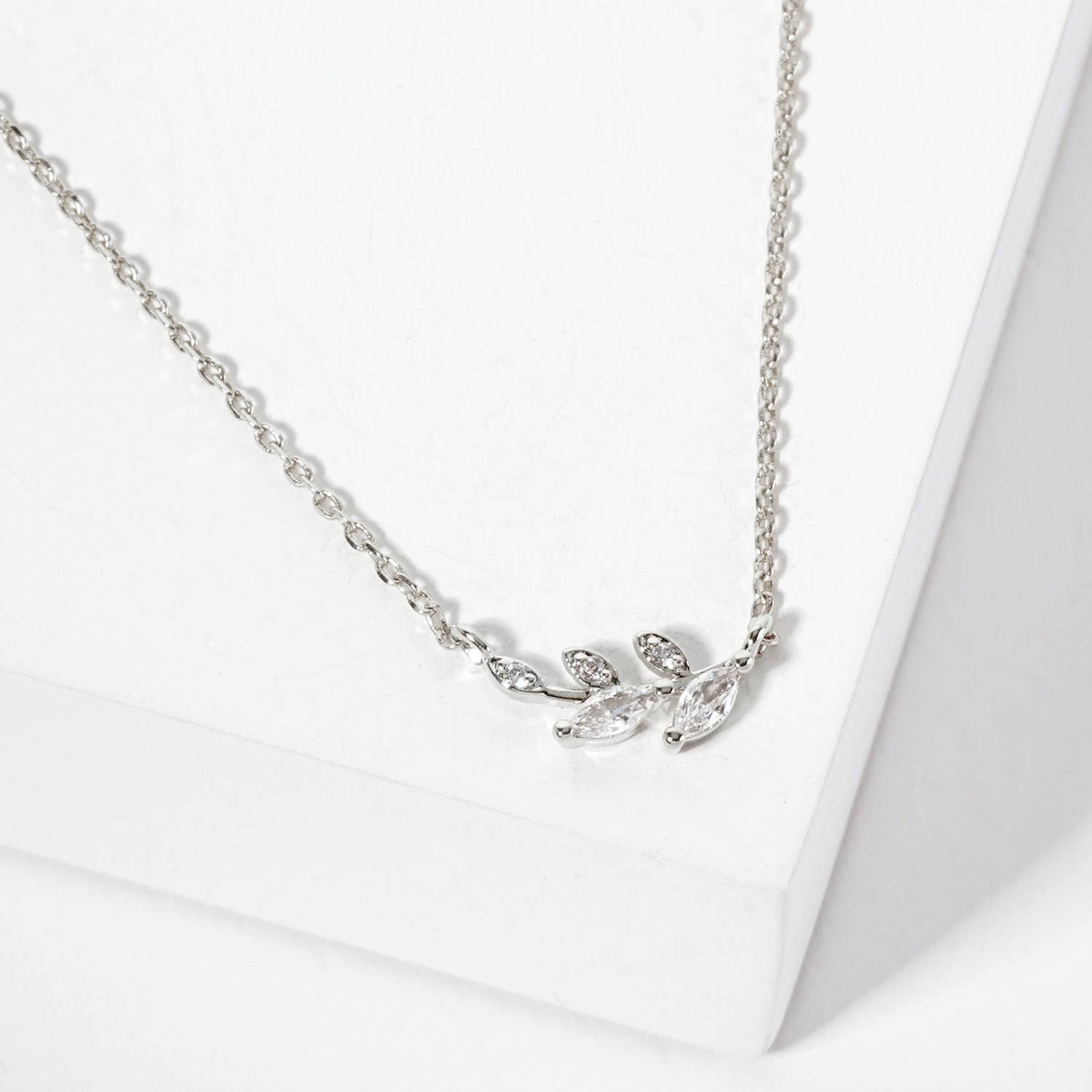 Marquise Olive Leaf Branch Necklace