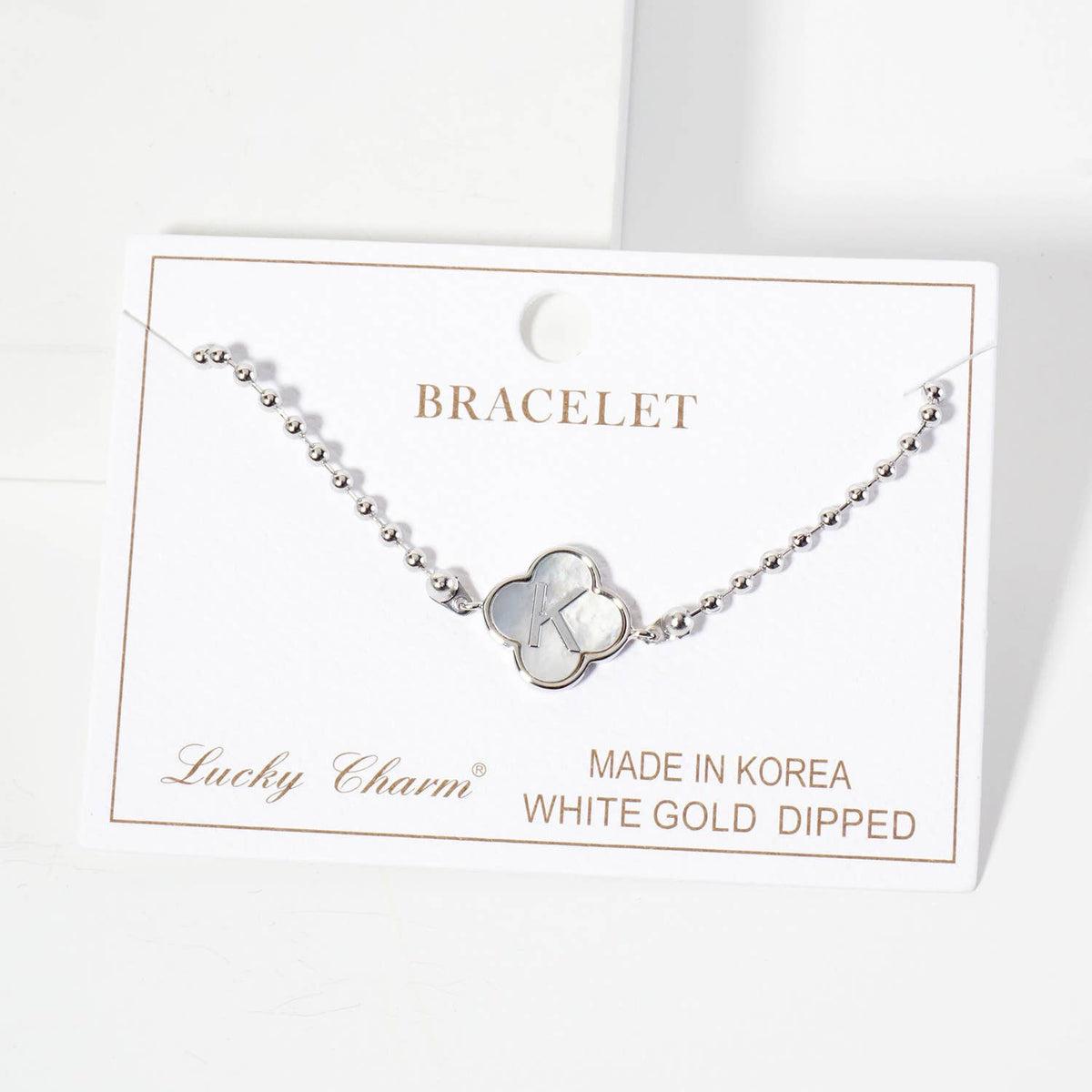 Dainty Gold Dipped Initial Clover Bracelet