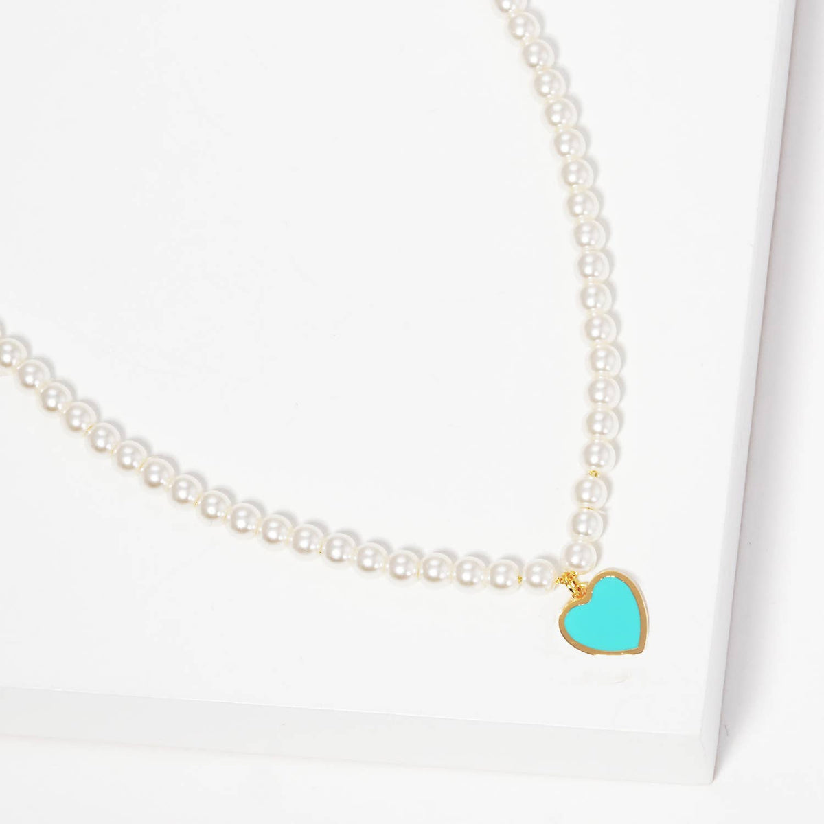 Gold Plated Heart Pearl Necklace