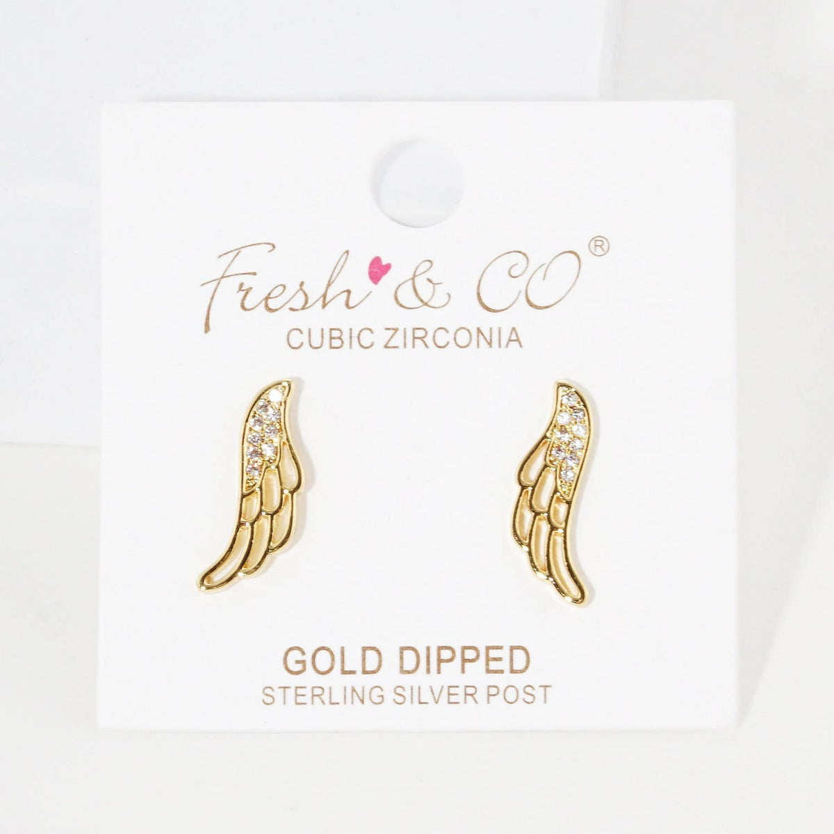 Gold Angel Wing Ear Post Earrings