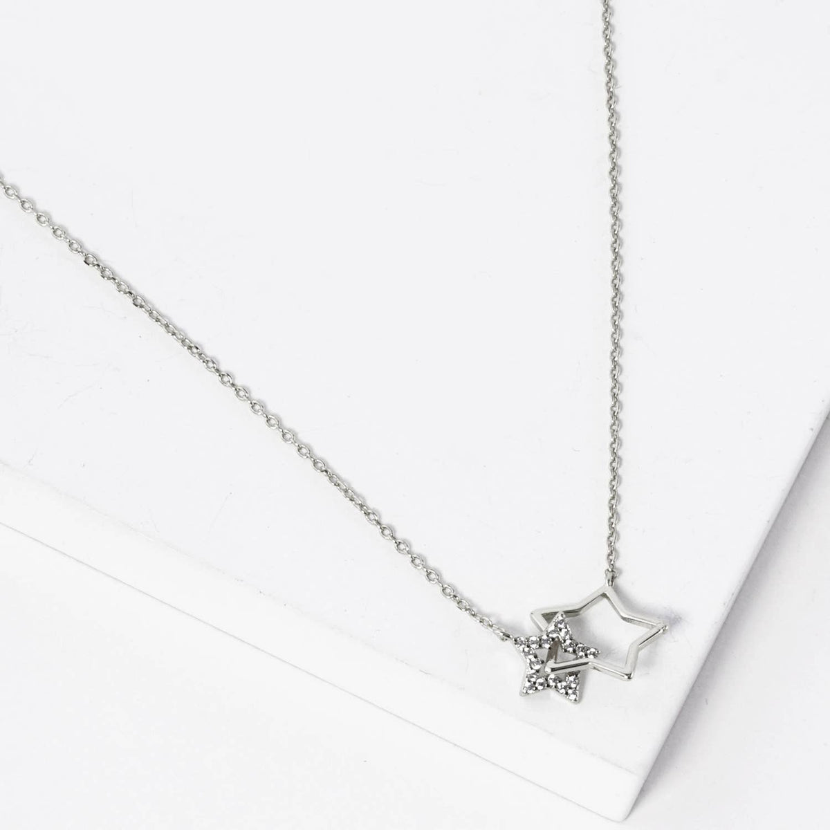 Interlocking Double Star Pendant Necklace