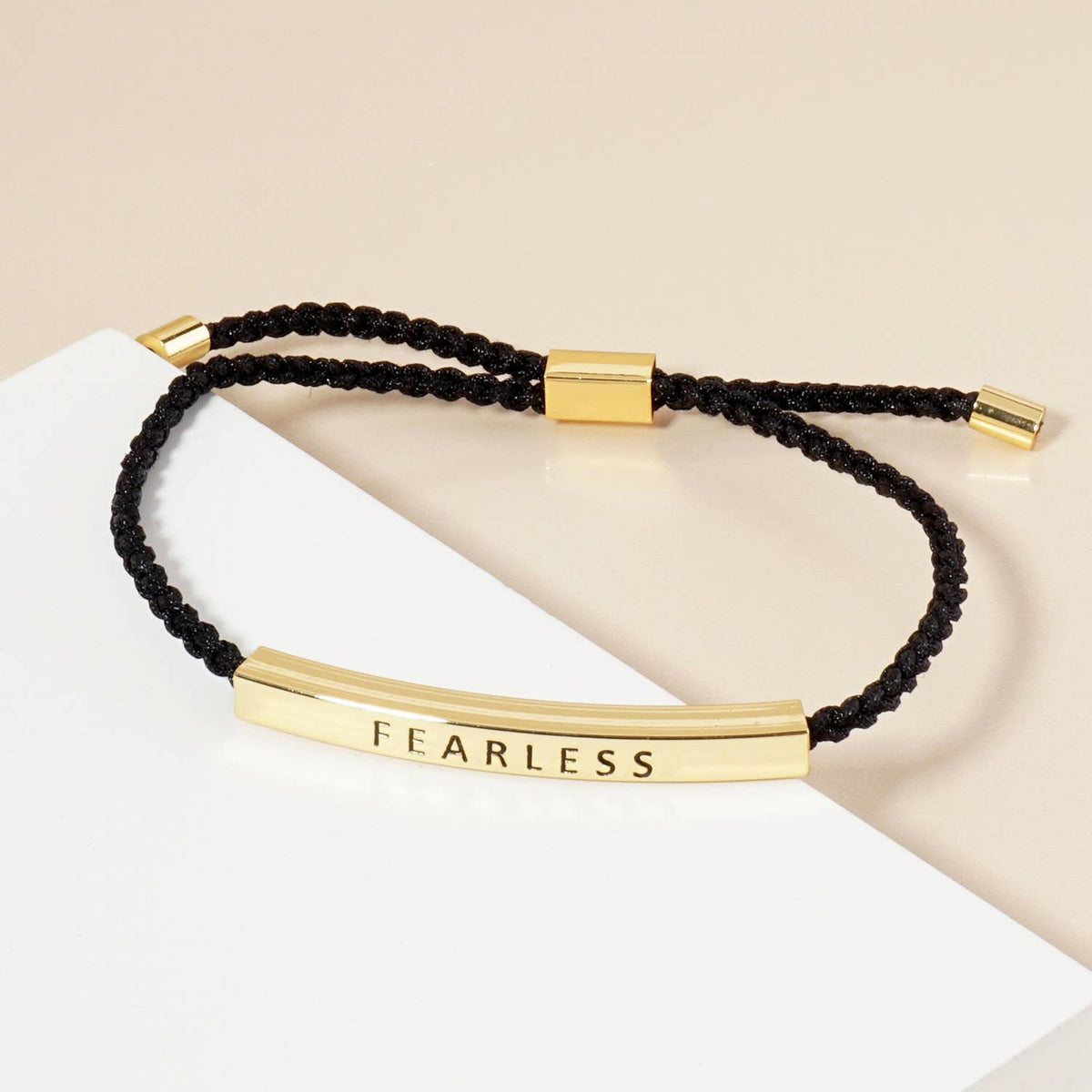 Inspirational Messages "Fearless" Tube Bar Bracelet