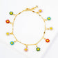 Botanical-Theme Enamel Flower Charms Chain Bracelet