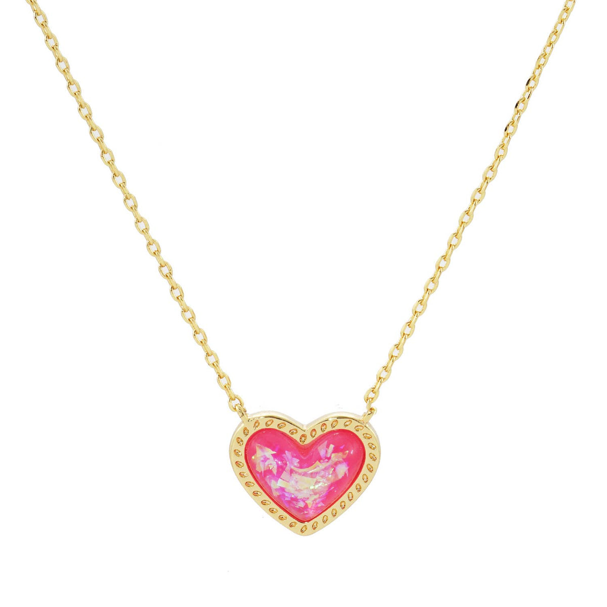 Gold Plated Opal Multicolor Heart Necklace