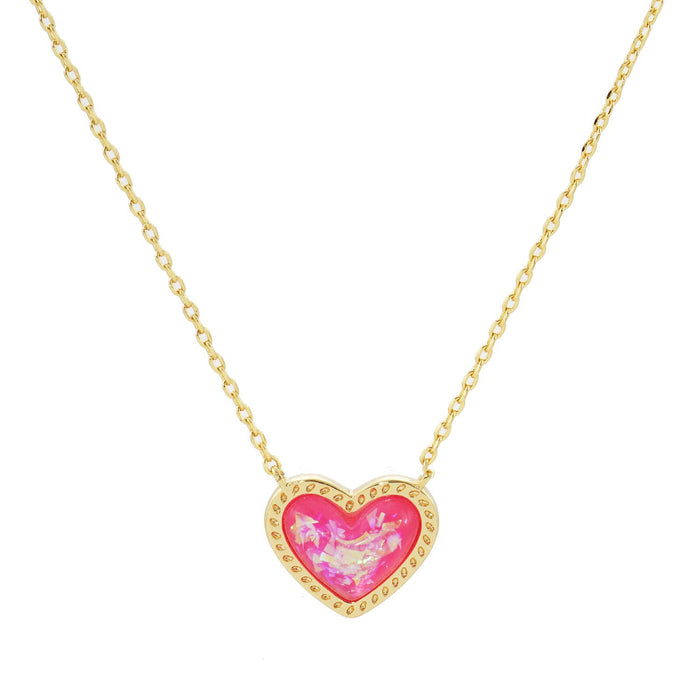 Gold Plated Opal Multicolor Heart Necklace