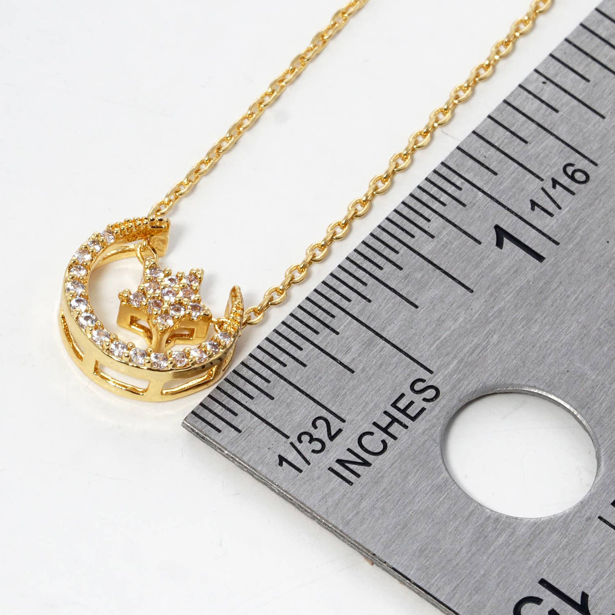 Celestial Moon & Star Pave Pendant Necklace