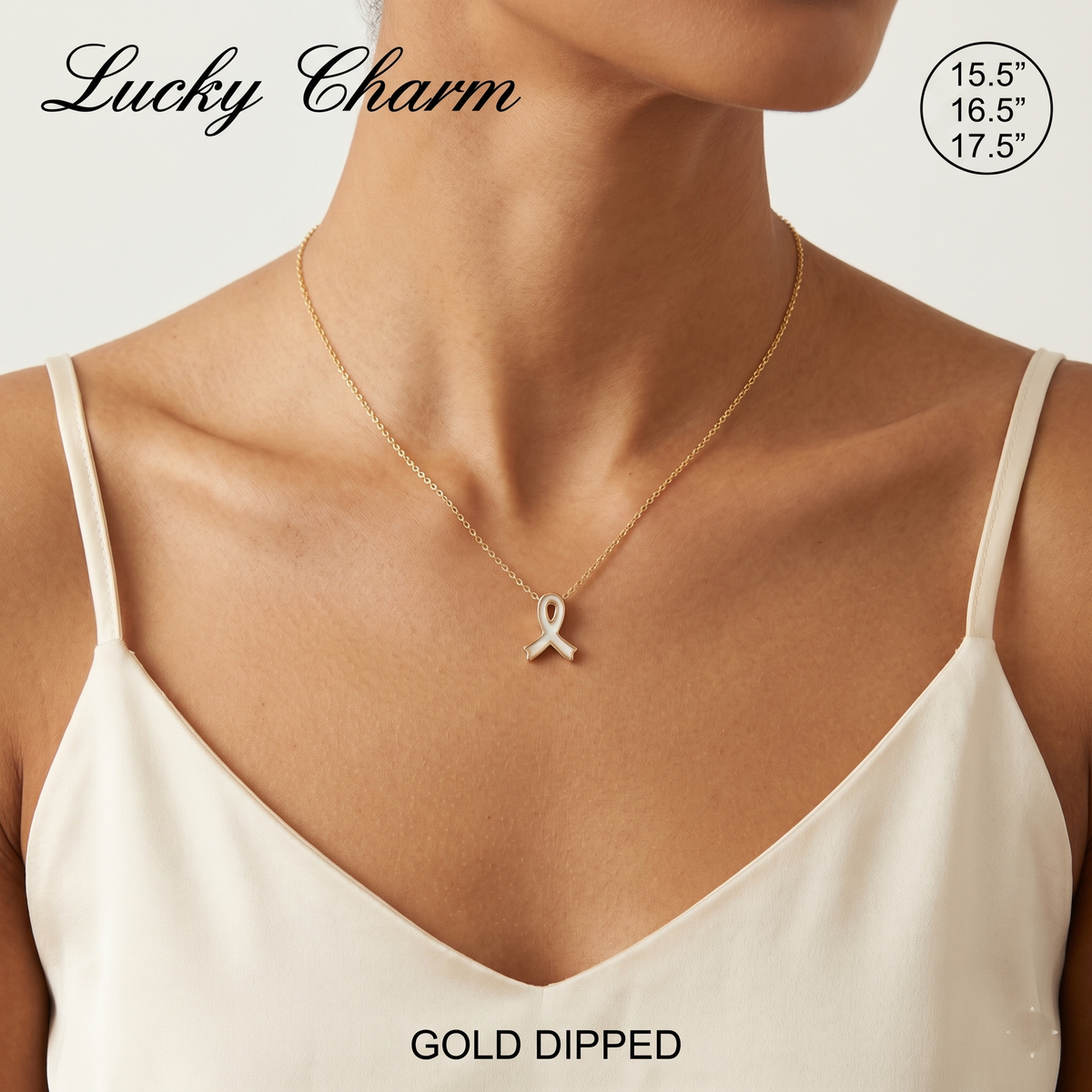 White Shelled Breast Cancer Awareness Necklace