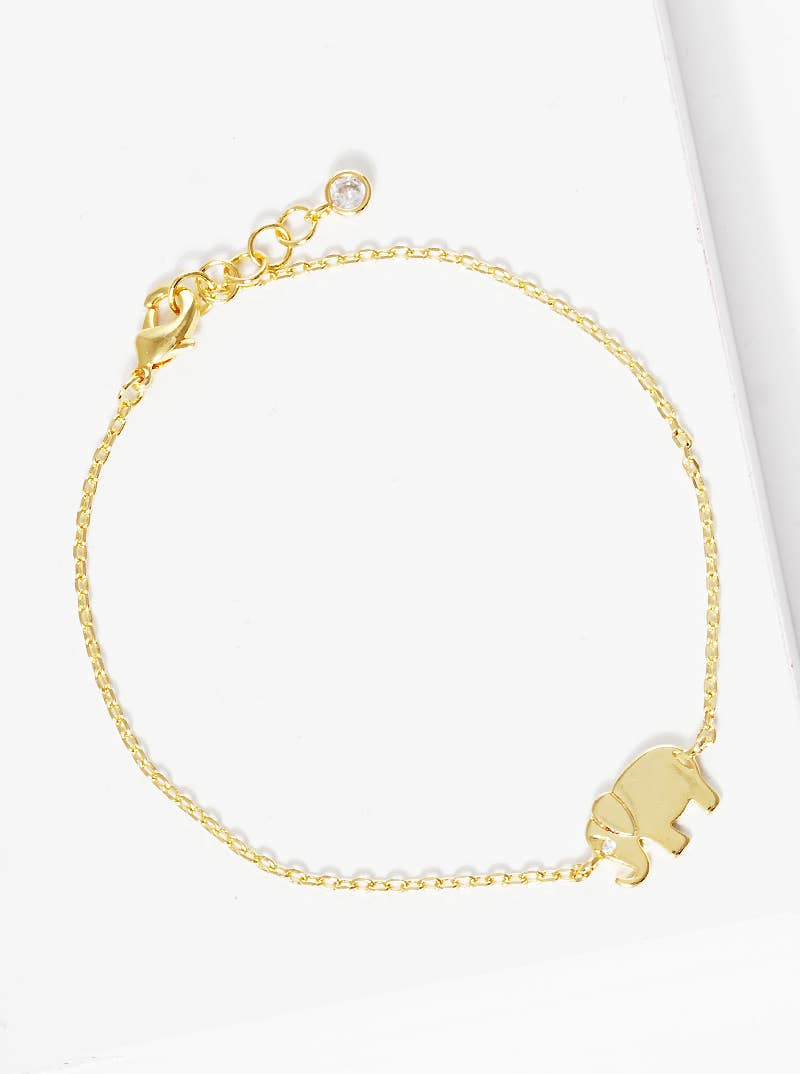 Dainty Cubic Zirconia Elephant Charm Bracelet