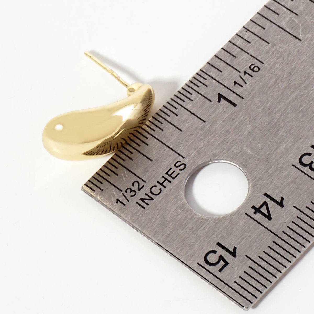Polished Brass Teardrop-Shaped Stud Earrings