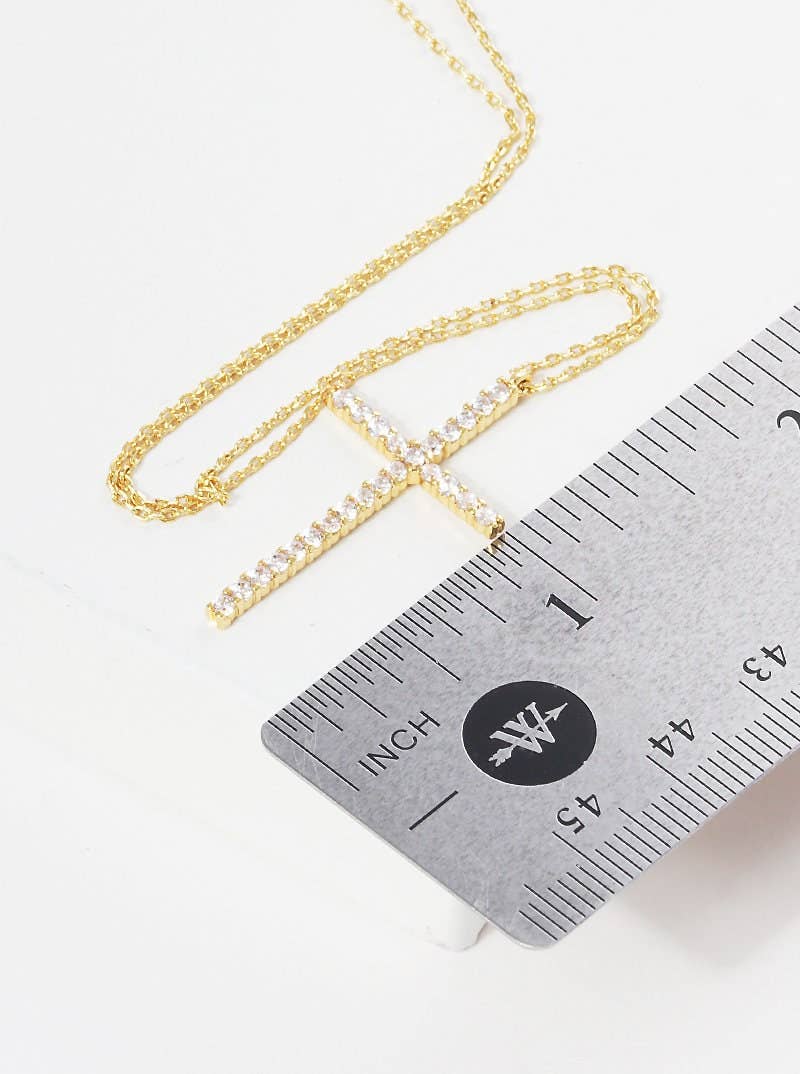 Gold Cubic Filled Cross Necklace