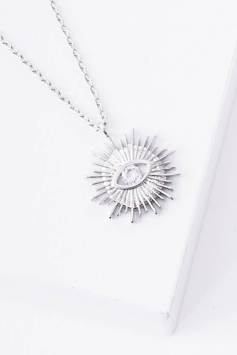 Gold Plated Evil Eye Sunburst Necklace