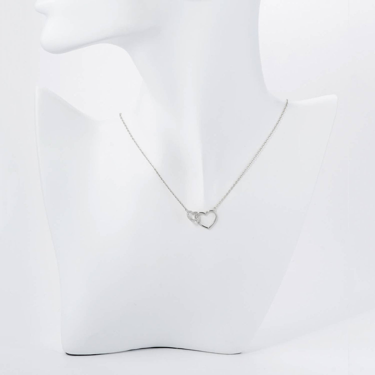 Two Interlocking Hearts Pendant Necklace / 18K Gold Dipped