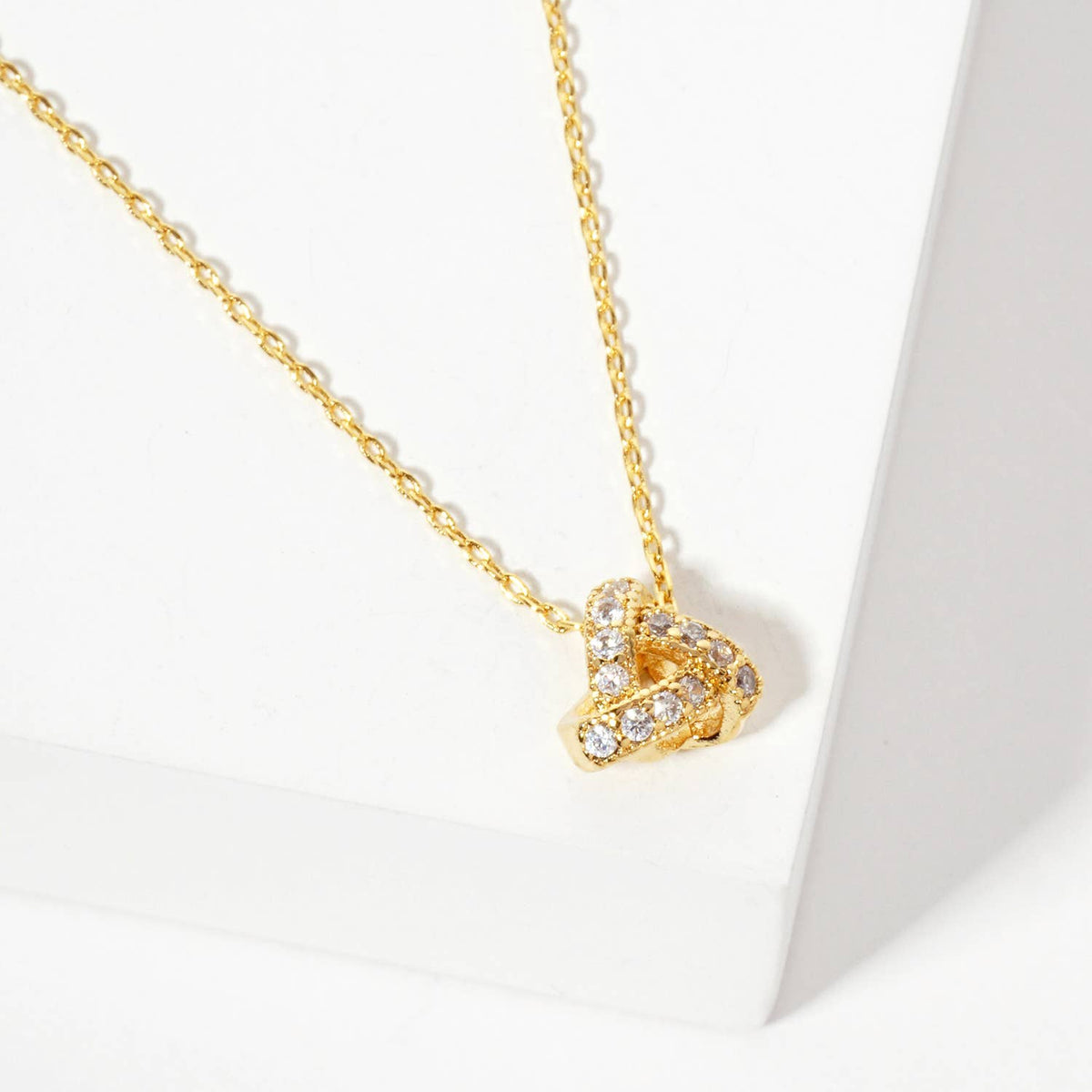 Crystal Interlocking Knot Pendant Necklace