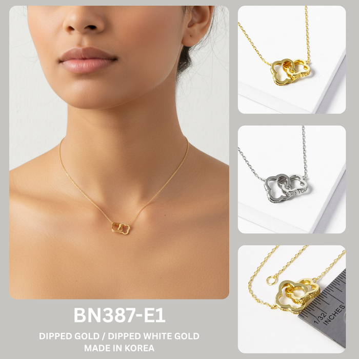 Interlocking Four-Leaf Clover "Me & You" Pendant Necklace