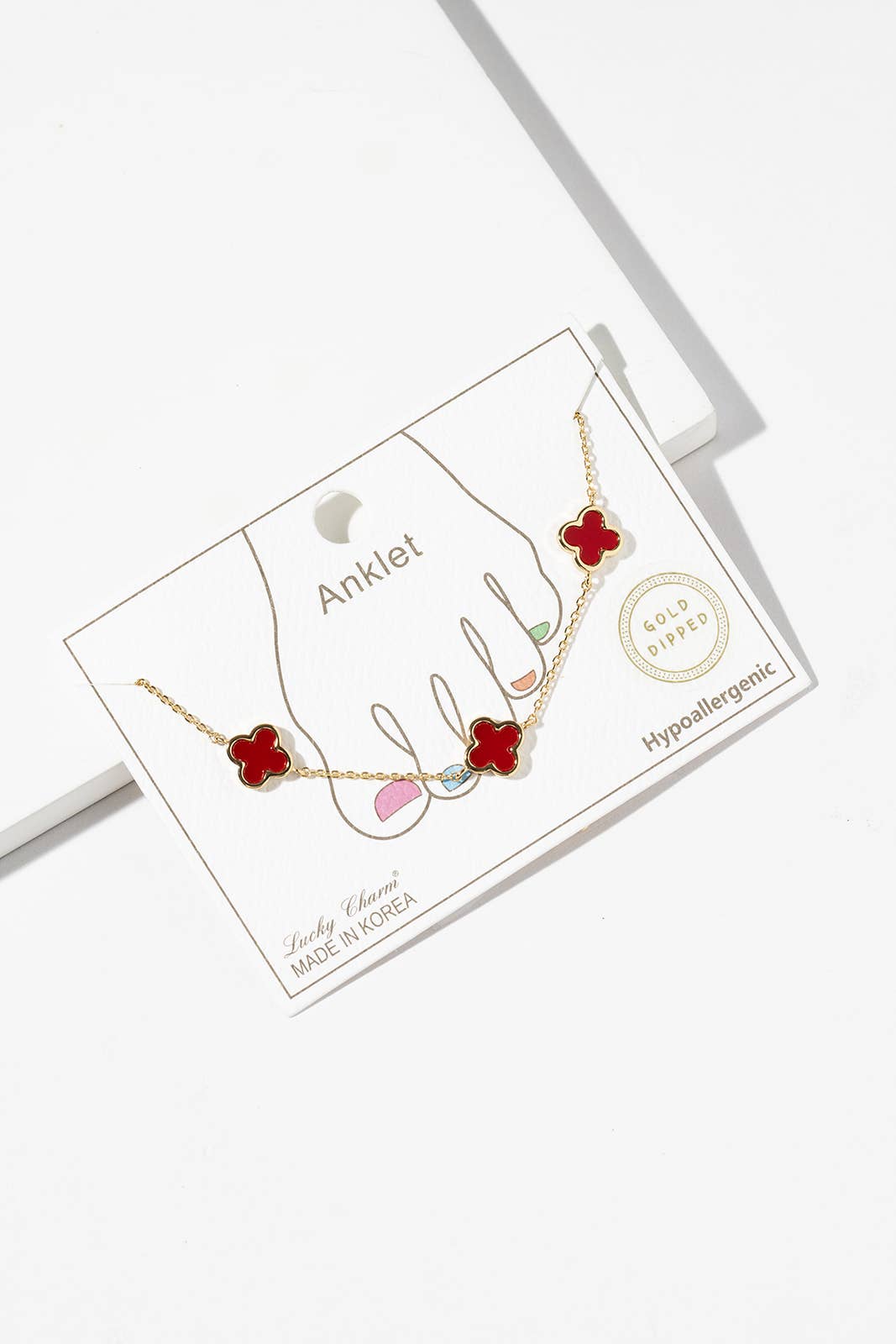 Lucky Charm Four-Leaf Clover Station Anklet - Multiple Color