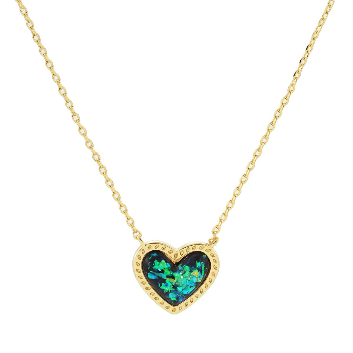 Gold Plated Opal Multicolor Heart Necklace