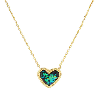 Gold Plated Opal Multicolor Heart Necklace