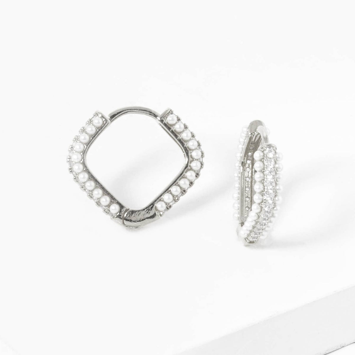 Dainty Triple Row Pave Cubic Zirconia Huggie Hoop Earrings