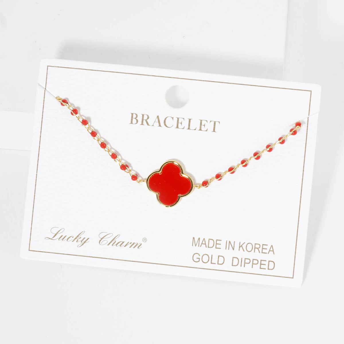 Four-Leaf Clover Mother of Pearl & Beaded Rosary Bracelet