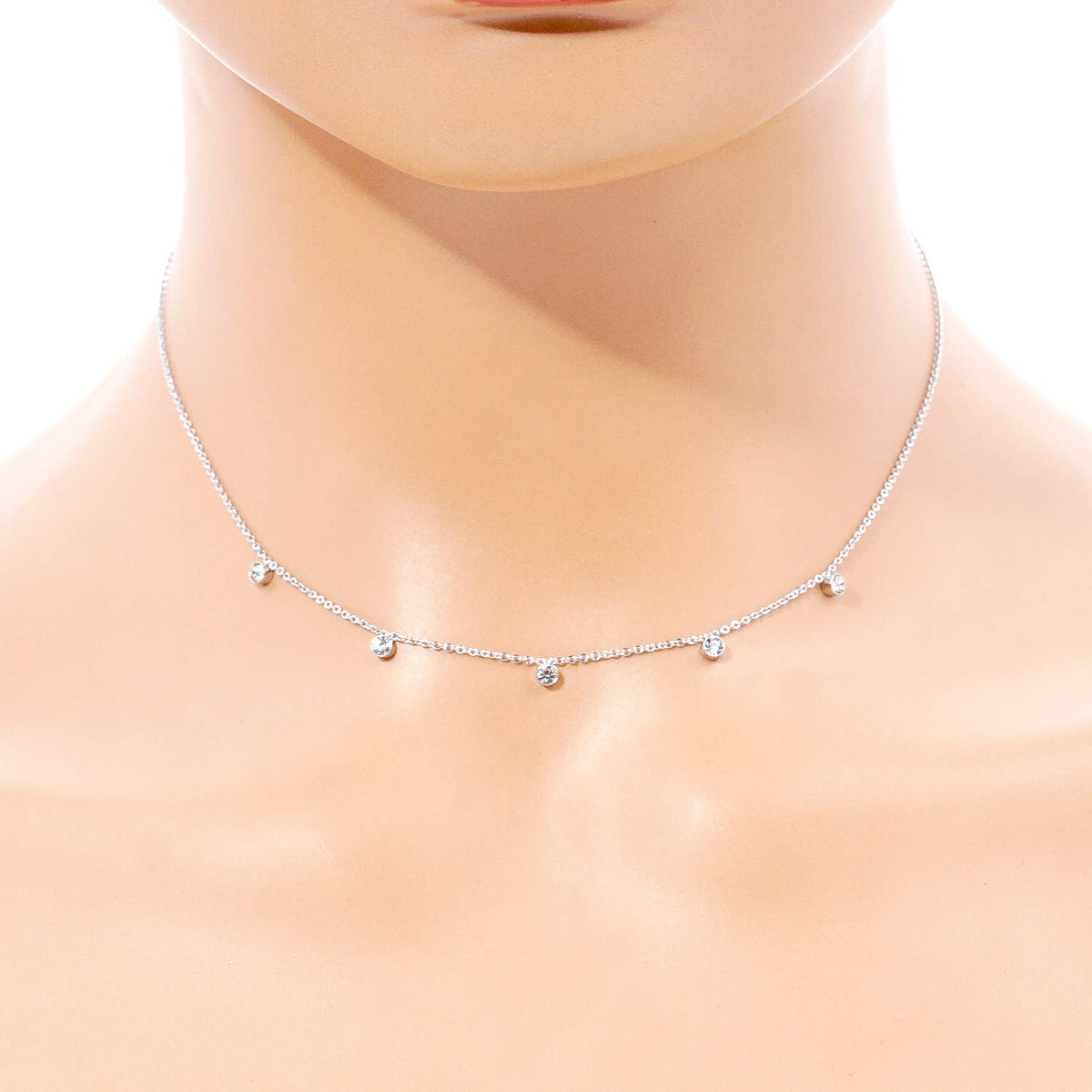 Diamond By The Yard Necklace / Bezel cubic zirconia Station