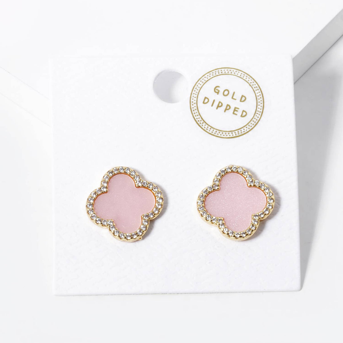 Dainty Clover Pavé Cubic Zirconia Stud Earrings