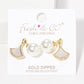 Gold Freshwater Pearl Fan Shaped Stud Earrings