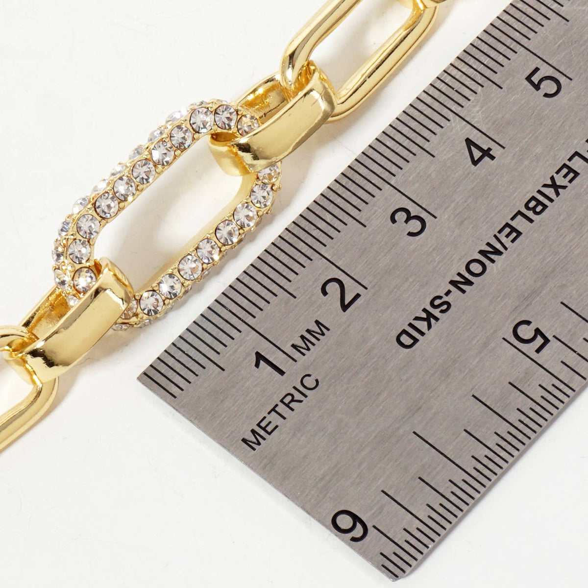 CZ Stone Encrusted Link Accents Chain Necklace