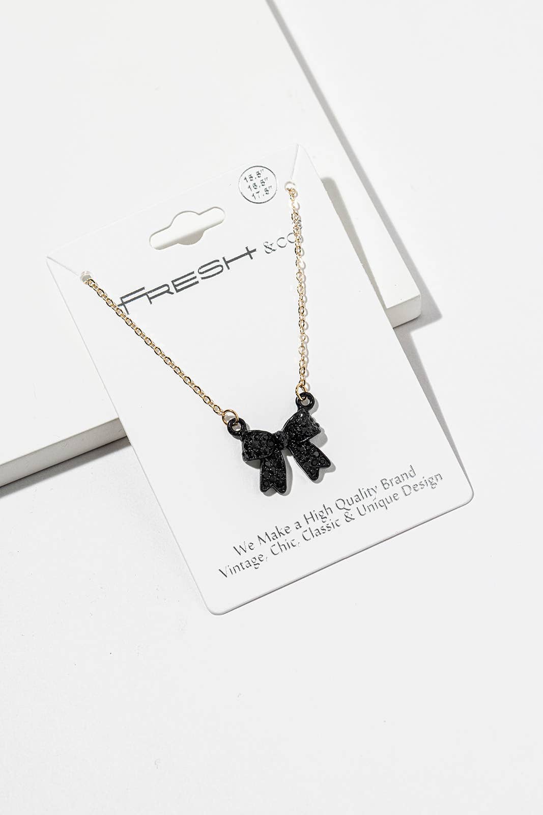 Enamel Crystal Bow Pendant Necklace – Pavé Bow on Chain