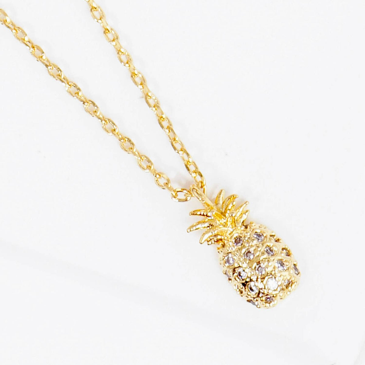 Pave CZ Pineapple Pendant Necklace