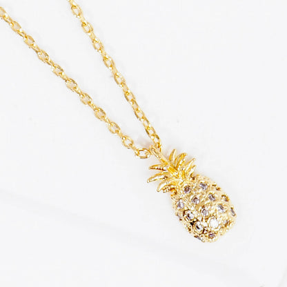 Pave CZ Pineapple Pendant Necklace