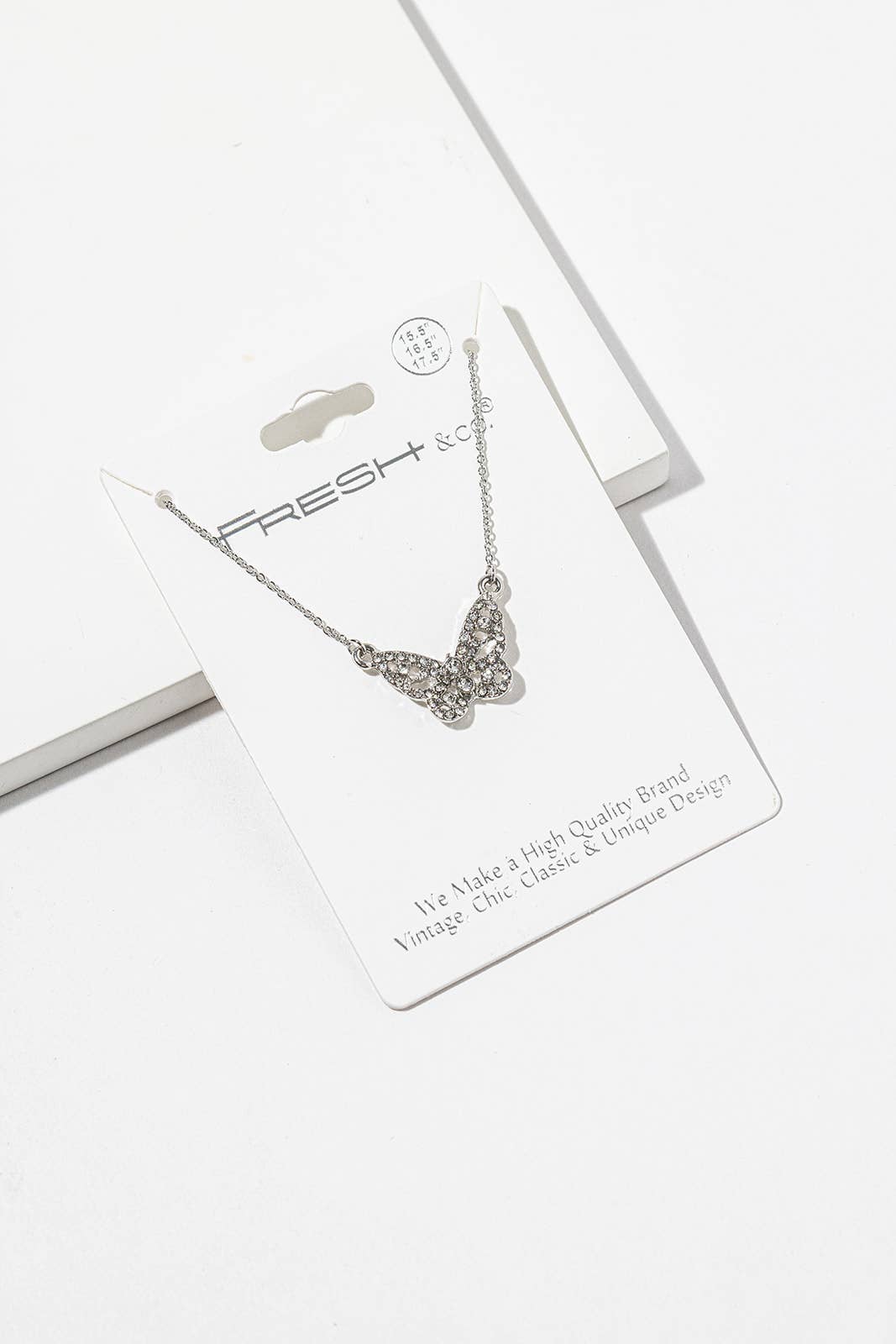 Crystal Butterfly Pendant Necklace – Pavé Filigree Butterfly