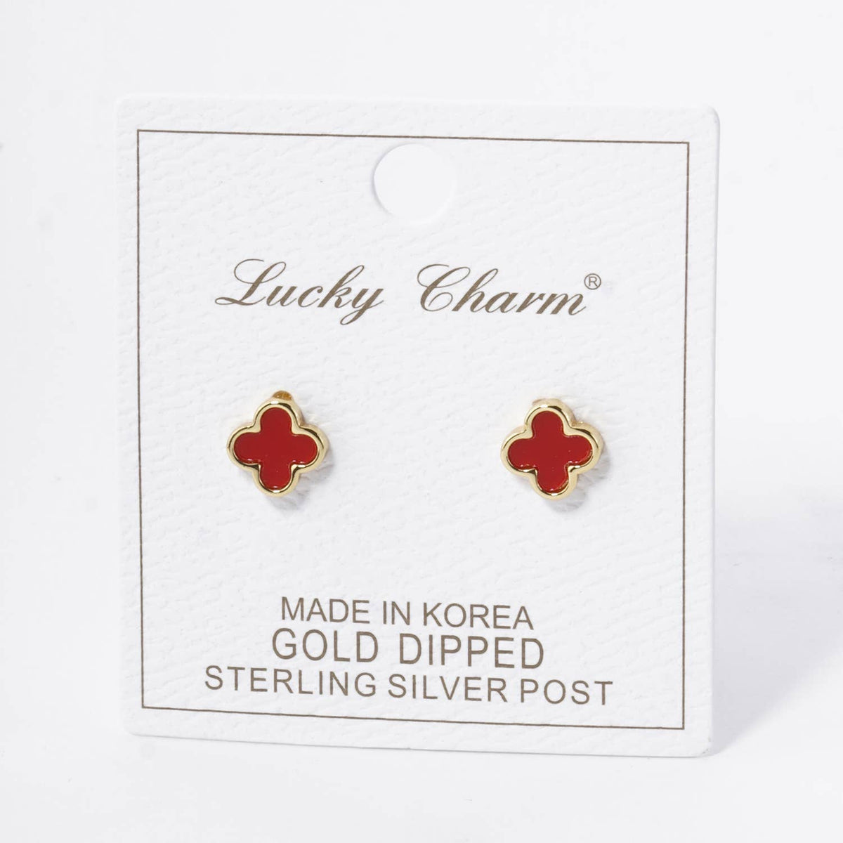 18K GOLD DIPPED 9MM QUATREFOIL STUD EARRINGS