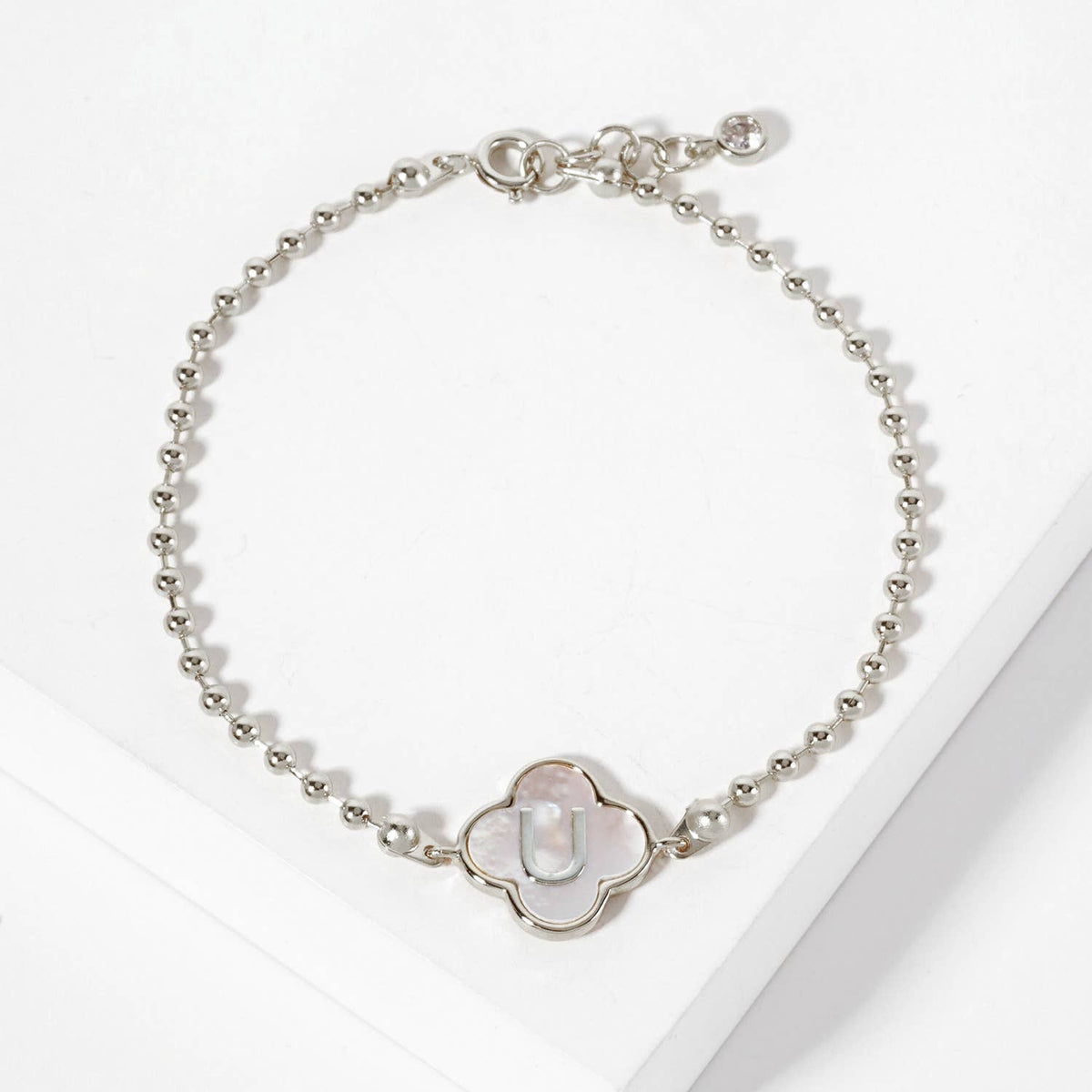Dainty Gold Dipped Initial Clover Bracelet