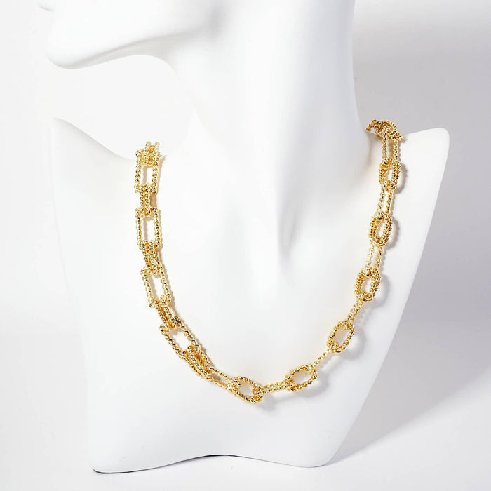 19-15mm Rectangle-Shaped Rope-Texture Chain Necklace