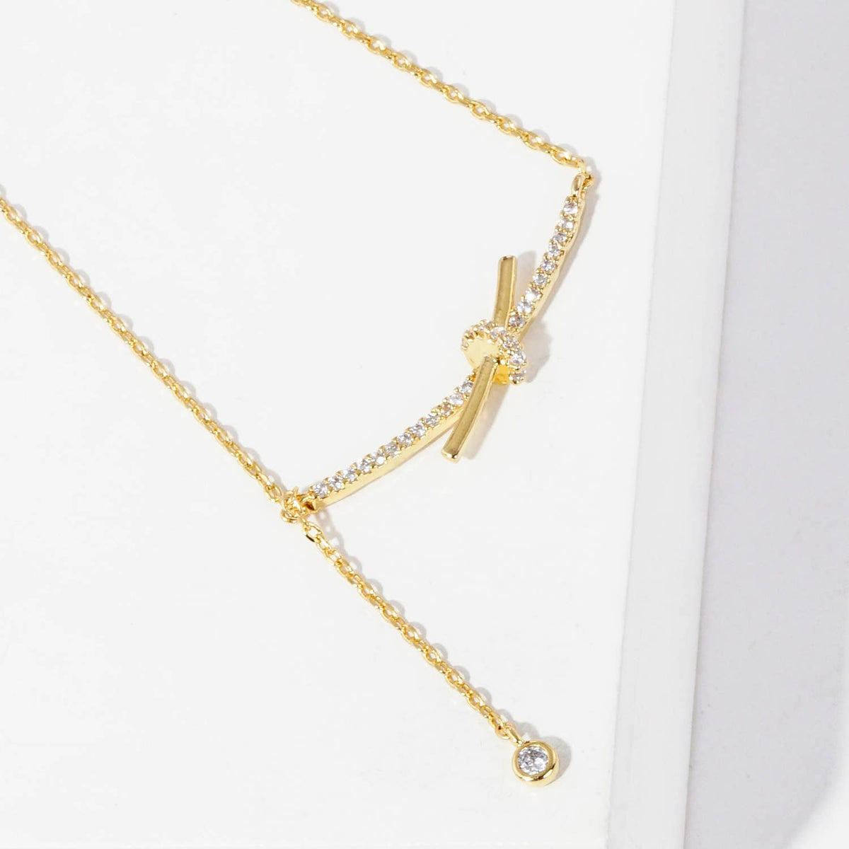Gold Plated T Bar Rope Necklace
