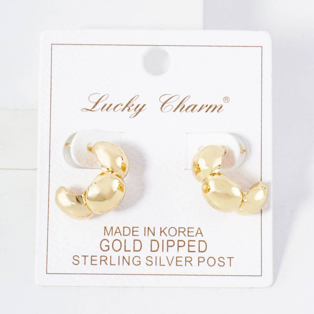 Polished Brass Flower-Shaped Hoop Earrings