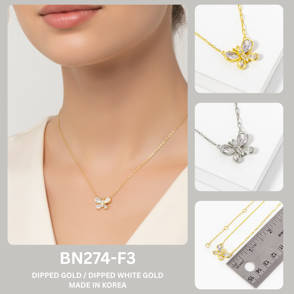 Dainty Cubic Zirconia Butterfly Pendant Necklace