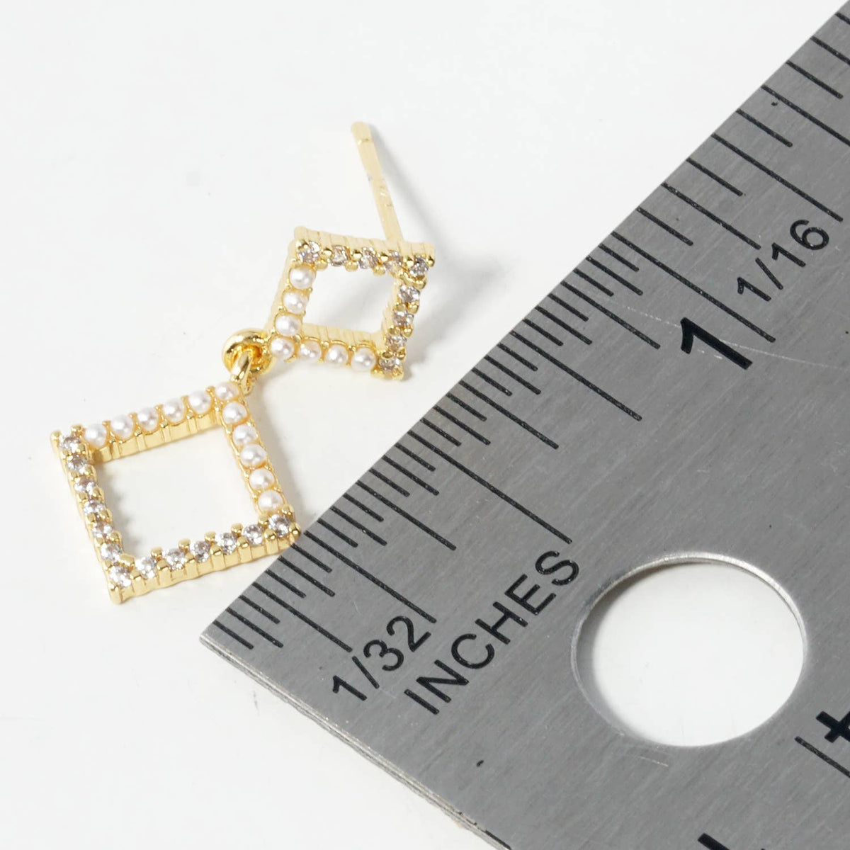 Dangled Geometric Square Cubic Zirconia Earrings