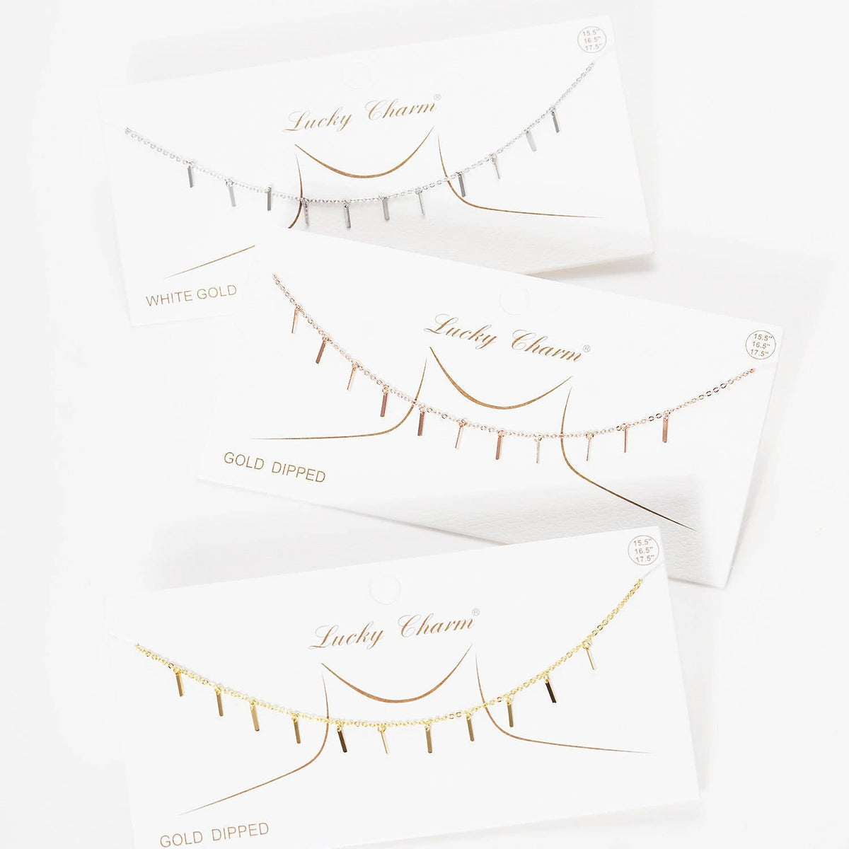 Gold Plated Chain w/ Dangling Mini Bars Necklace