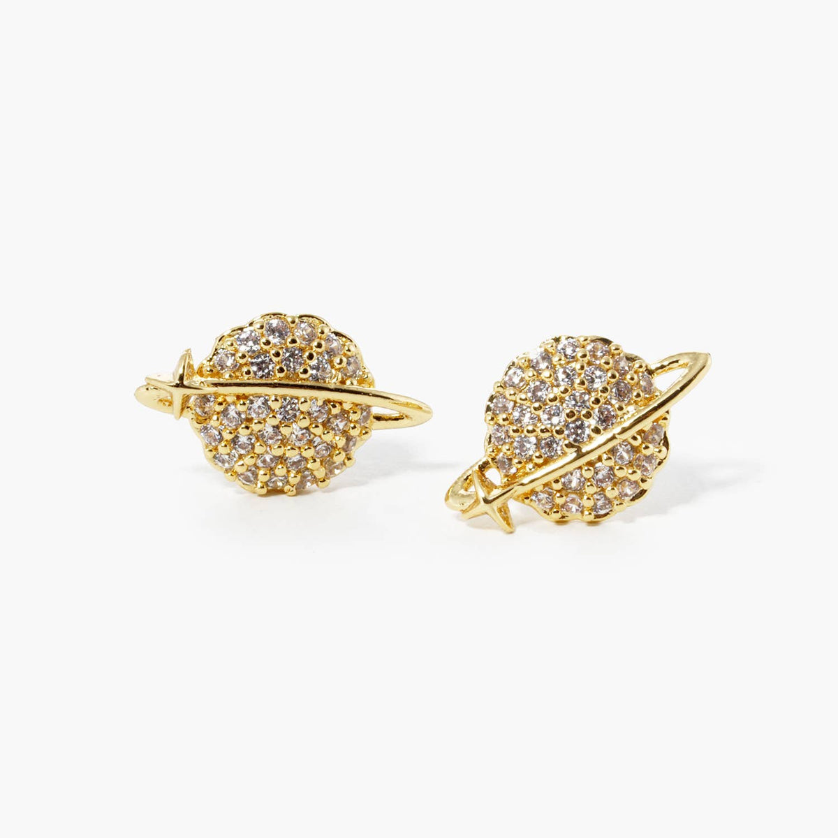 Dazzling Saturn Sphere CZ Stud Earrings