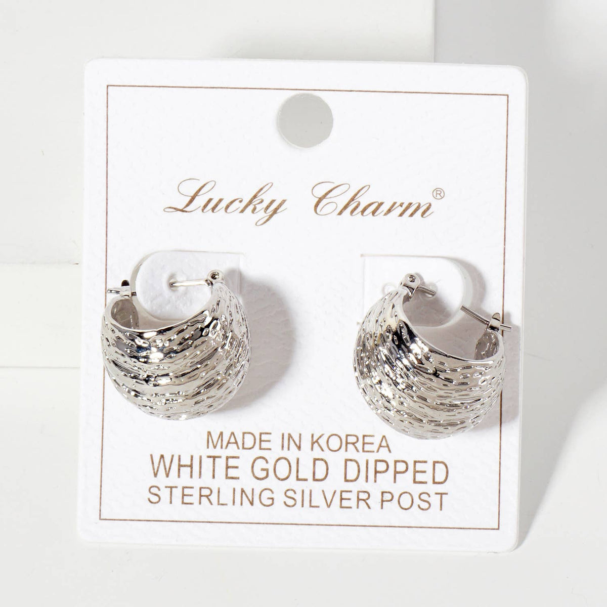 Textured 18mm Sphere Brass Hoop Earrings